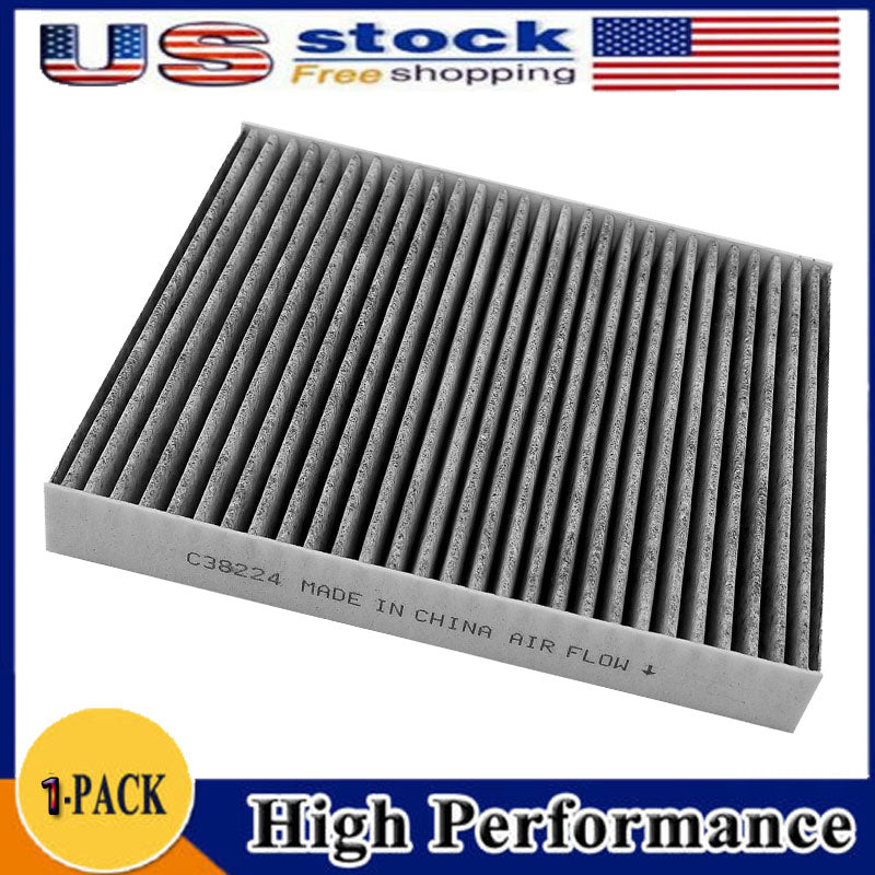 High performance cabin air filter C38224 with activated carbon pleated media, US stock free shipping, 1-pack promotional packaging.

