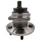 MOOG wheel hub assemblies, front and back view, with ABS sensor, precision fit, durable, shown with yellow MOOG box.

