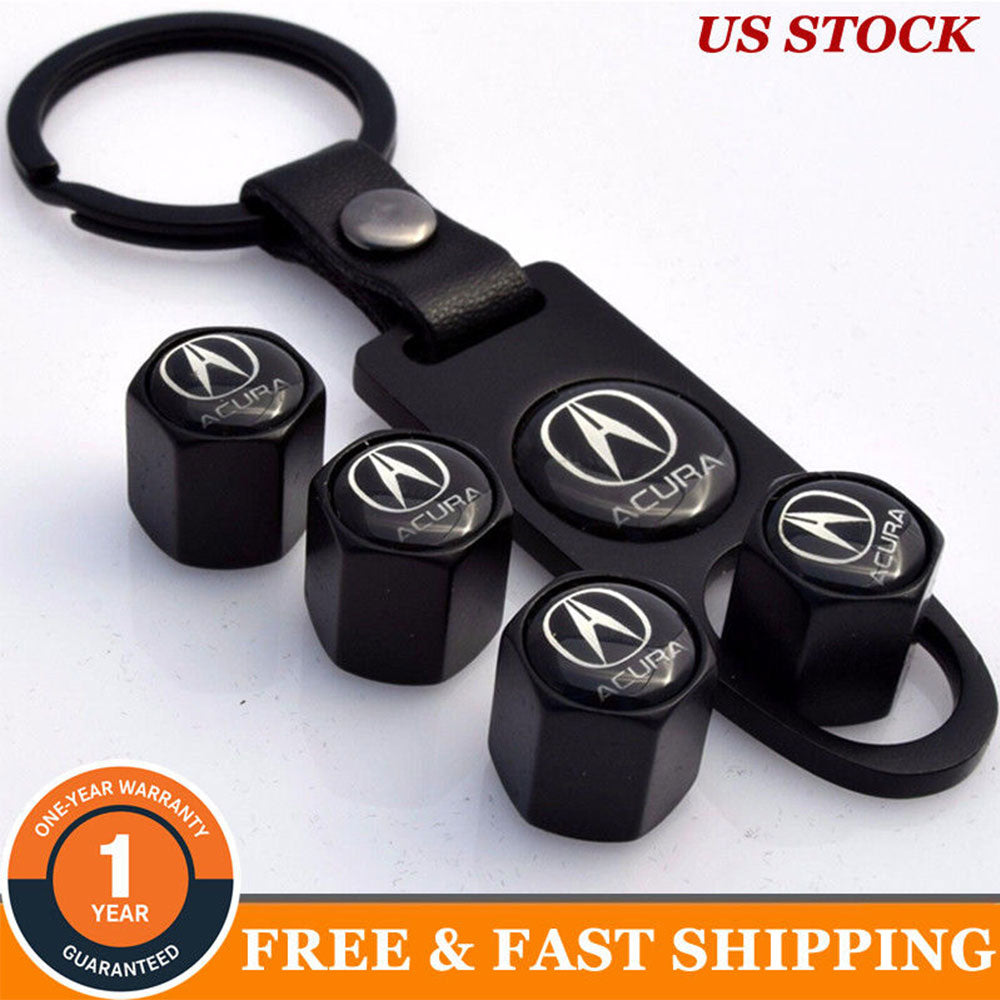 Wheel Tire Valve Dust Stems Air Caps + Acura Logo Keychain