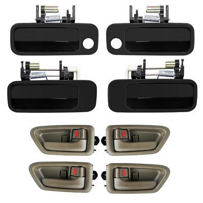 4 Tan Inside 4 Black Outside Door Handle Set