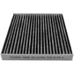 Cabin air filter C25858 with activated carbon pleated media, white frame labeled "MADE IN CHINA AIR FLOW" with directional arrow.

