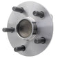 MOOG wheel hub assembly and bearing set, two angles shown, yellow branded box, automotive replacement part.

