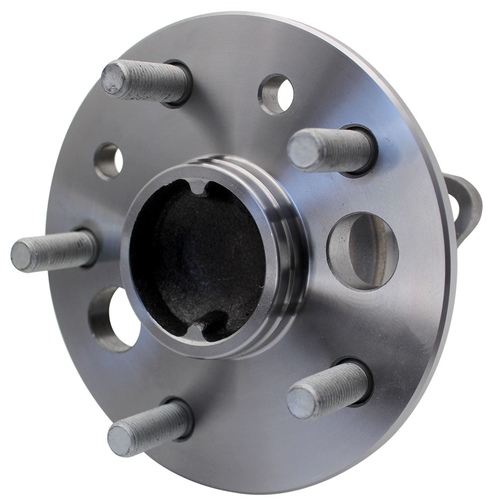 MOOG wheel hub assembly with ABS sensor, precision fit, durable, shown with branded yellow box and "The Problem Solver" slogan.

