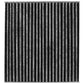 Cabin air filter C25858 with activated carbon pleated media, white frame labeled "MADE IN CHINA AIR FLOW" with directional arrow.

