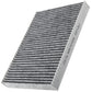 Cabin air filter C26176 with activated carbon pleated media, white frame labeled "MADE IN CHINA AIR FLOW" with directional arrow.

