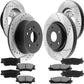 Front & Rear Drilled & Slotted Disc Brake Rotors + Ceramic Pads + Cleaner & Fluid Fits for 2013-2018 Lexus ES300h/ES350, 2013-2018 Toyota Avalon, 2012 - 2017 Toyota Camry