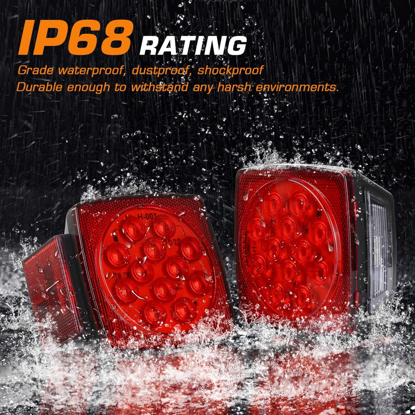 LED Trailer Tail Light Kit with Wiring Harness Submersible Round