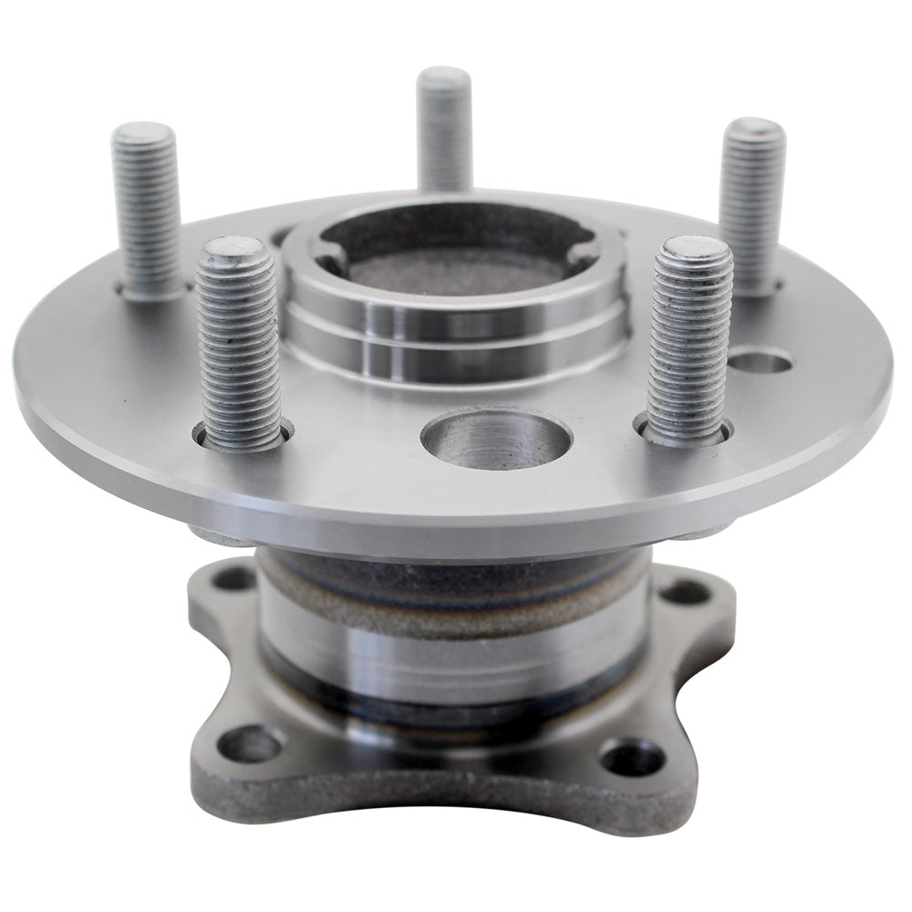MOOG wheel hub assembly with ABS sensor, precision fit, durable, shown with branded yellow box and "The Problem Solver" slogan.

