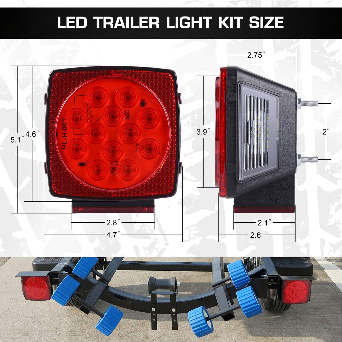 LED Trailer Tail Light Kit with Wiring Harness Submersible Round