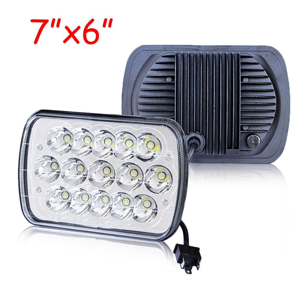 DUAL 7x6 5X7 LED HEADLIGHT LIGHT BULB CRYSTAL SEALED BEAM HEADLAMP 4500LM Pair - AFA-Motors