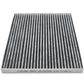 Cabin air filter C36286 with activated carbon pleated media, white frame labeled "MADE IN CHINA AIR FLOW" with directional arrow.

