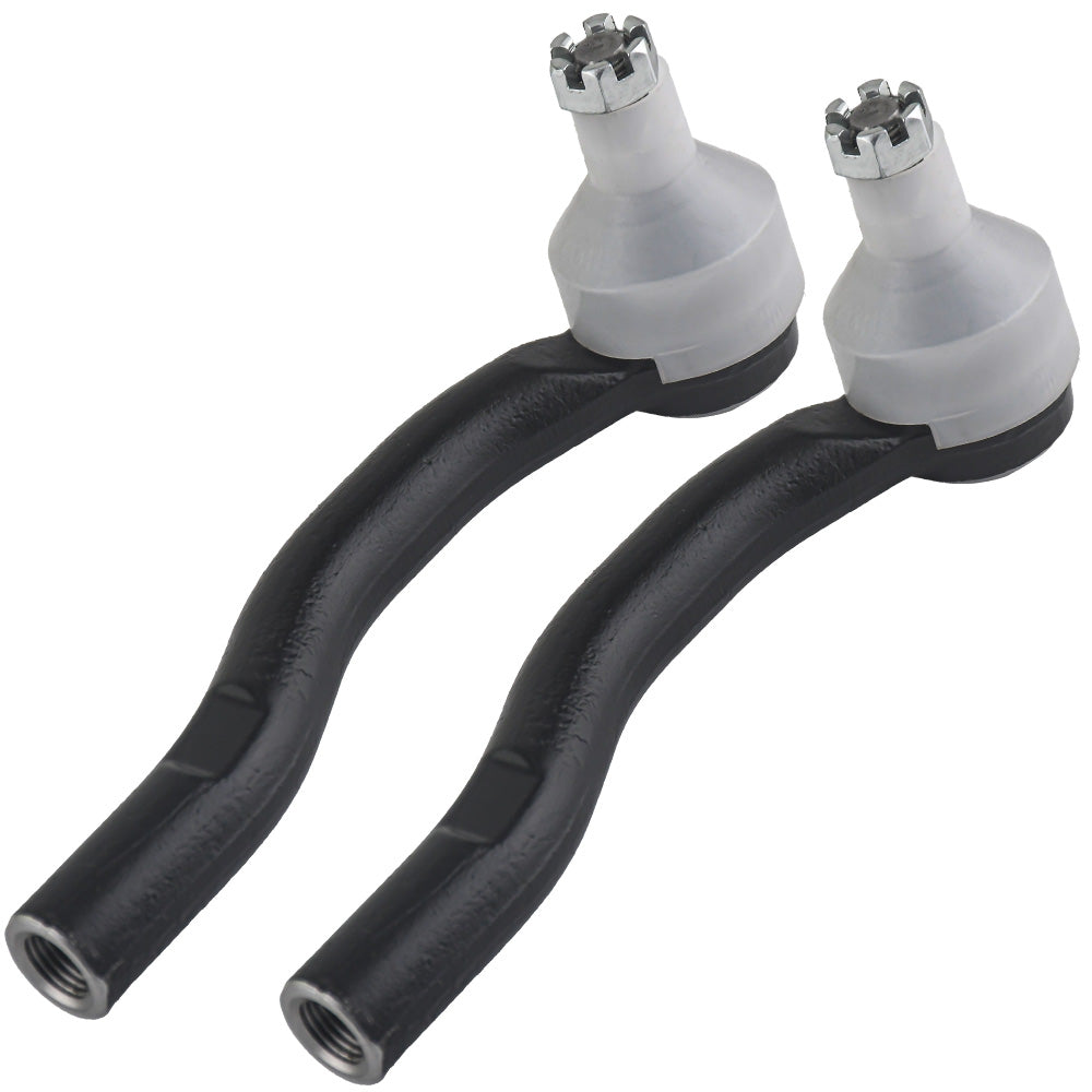 two black outer tie rod ends with ball joints and cotter pins.