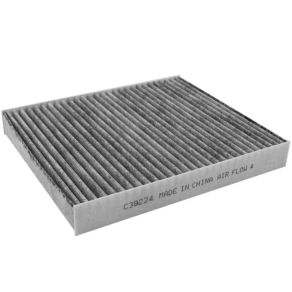 High performance cabin air filter C38224 with activated carbon pleated media, US stock free shipping, 1-pack promotional packaging.


