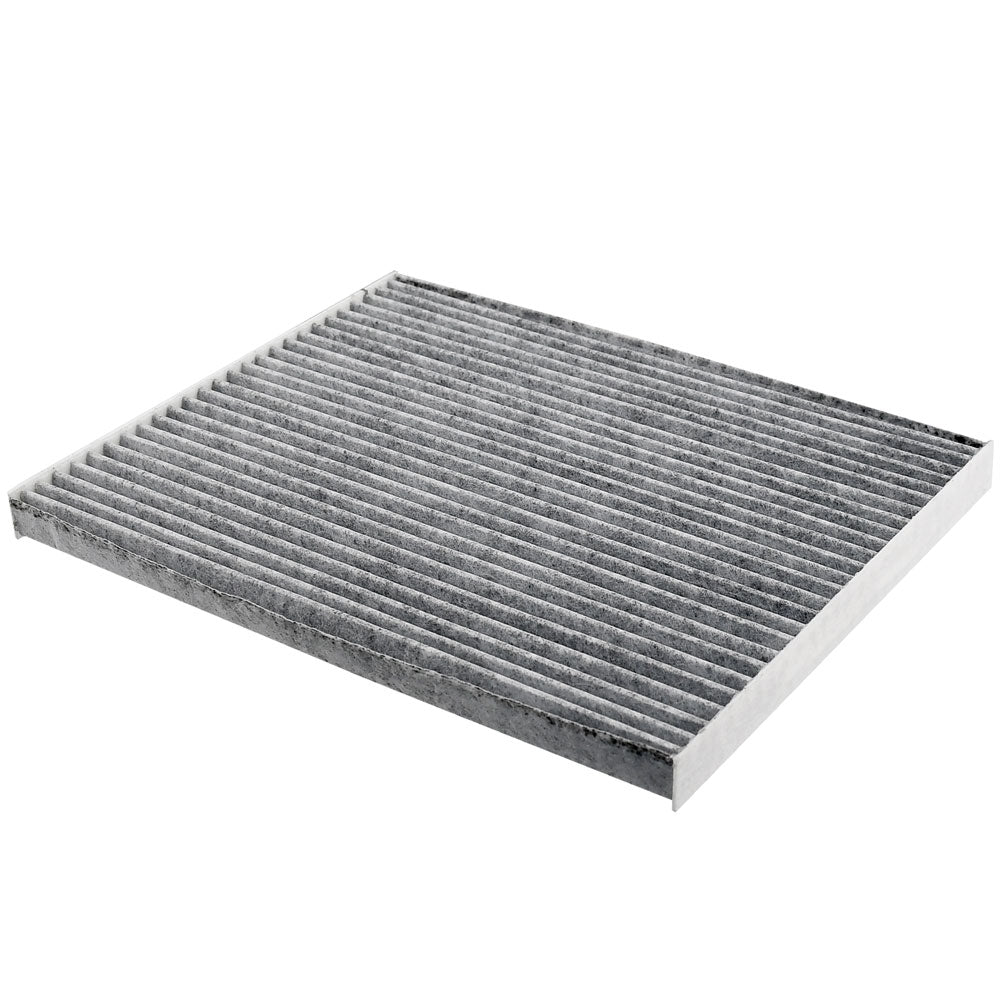 Cabin air filter C36286 with activated carbon pleated media, white frame labeled "MADE IN CHINA AIR FLOW" with directional arrow.

