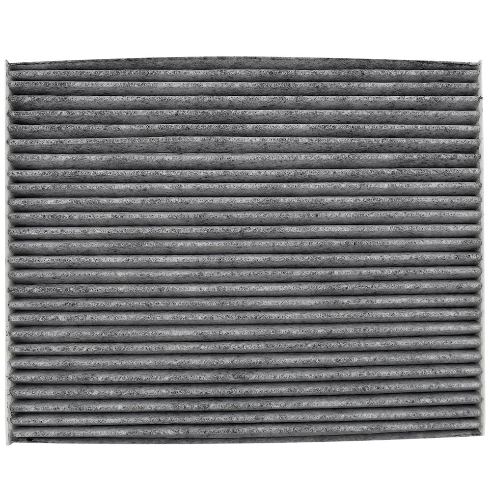 Cabin air filter C36286 with activated carbon pleated media, white frame labeled "MADE IN CHINA AIR FLOW" with directional arrow.


