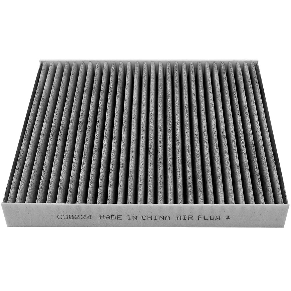 High performance cabin air filter C38224 with activated carbon pleated media, US stock free shipping, 1-pack promotional packaging.

