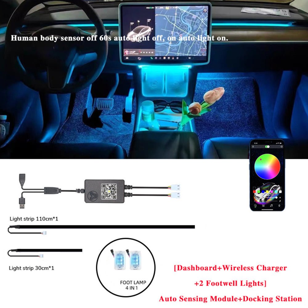 Center Console + Dashboard Ambient Light for 2021 - 2023 Tesla Model 3/Y Interior Light | Tlyard