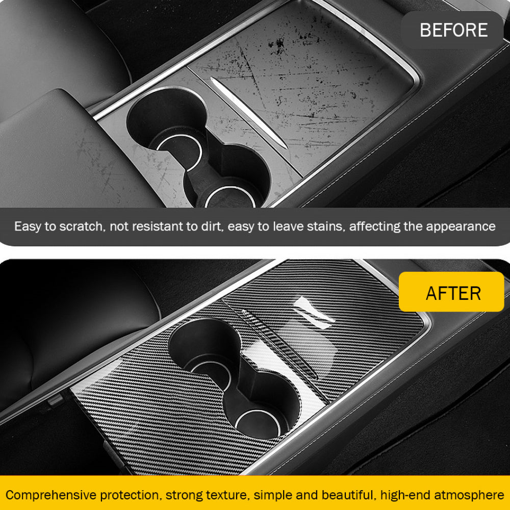 Center Console Real Carbon Fiber For 2017 - 2024 Tesla Model 3/ Y
