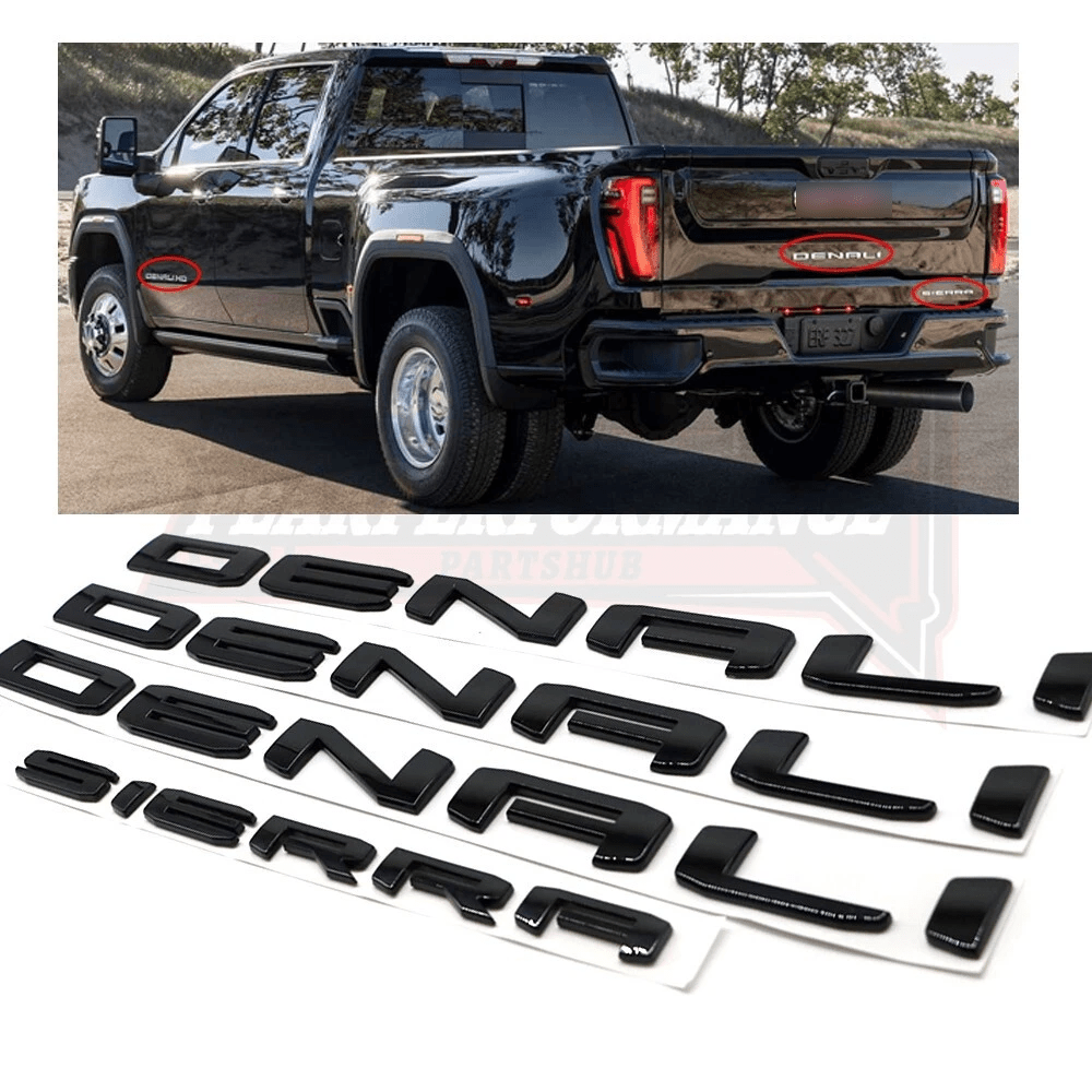 Denali Gloss Black Emblem Letters 4PCS Sierra Truck Upgrade