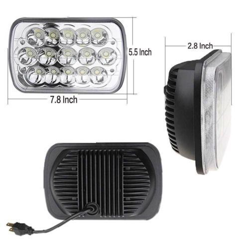 DUAL 7x6 5X7 LED HEADLIGHT LIGHT BULB CRYSTAL SEALED BEAM