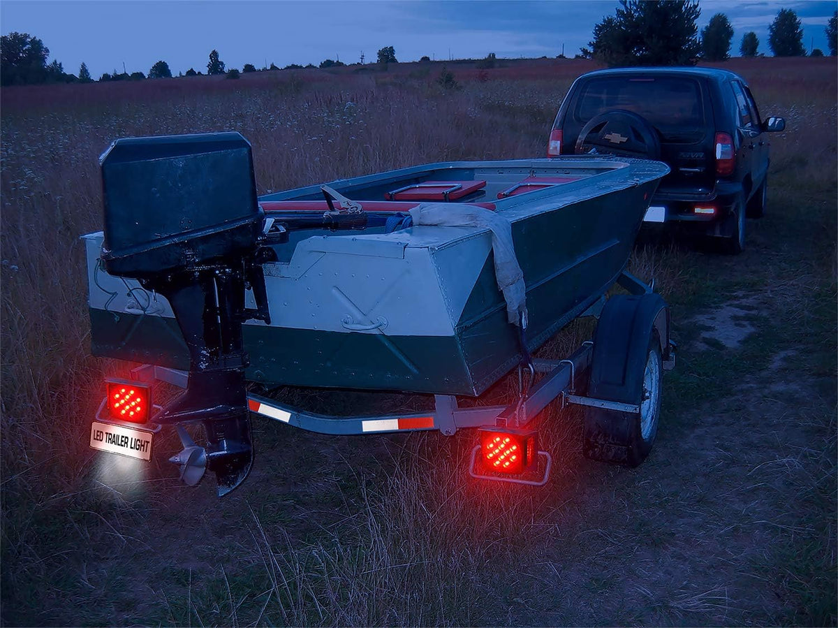 LED Trailer Tail Light Kit with Wiring Harness Submersible Round
