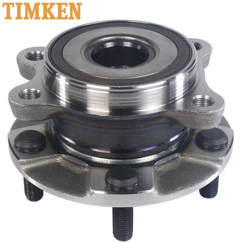 TIMKEN wheel hub assembly with integrated bearing and studs, close-up view, automotive replacement part.

