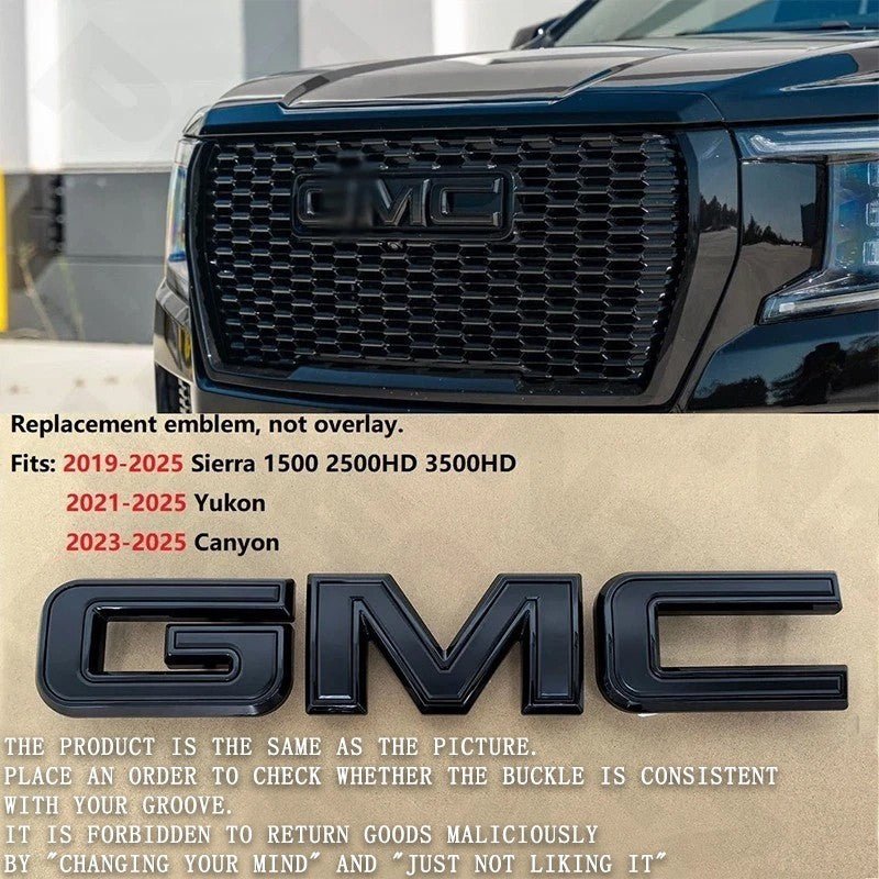 GMC Black Front Grille Emblem Replacement Sierra Yukon Canyon