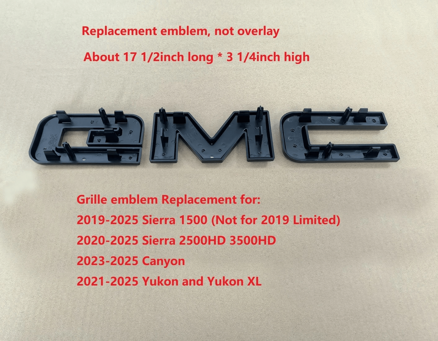 GMC Black Front Grille Emblem Replacement Sierra Yukon Canyon