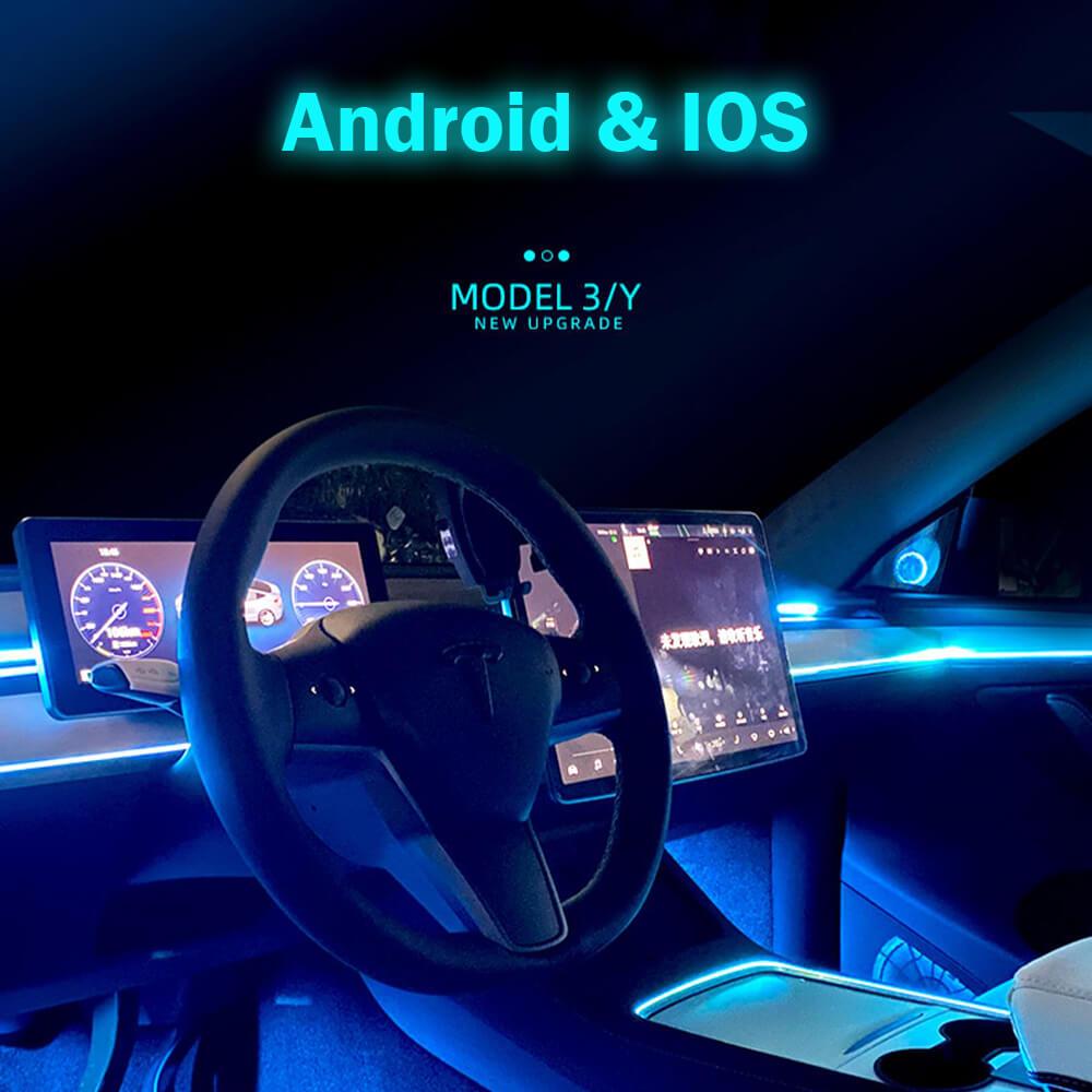 Interior Ambient RGB LED Strip Lights With App Controller For Model 3/ Y