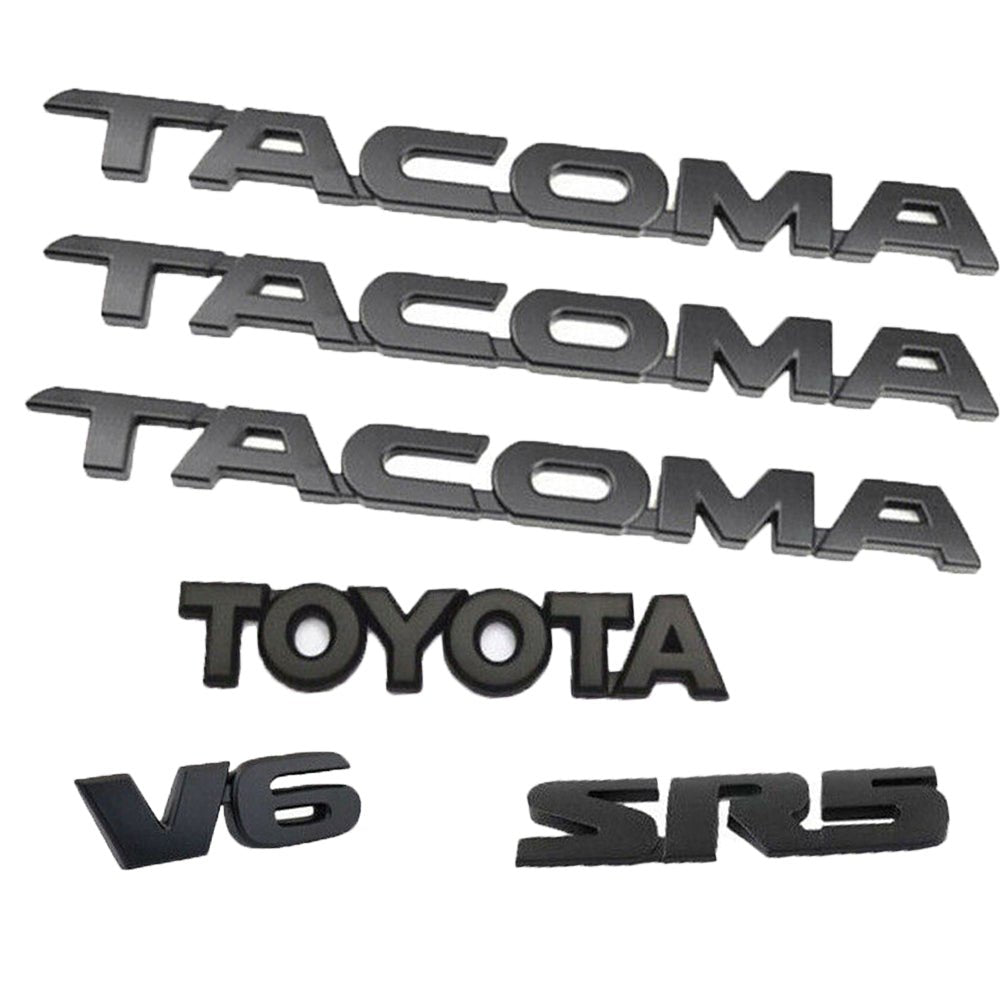 Matte Black 6 PCS V6 SR5 Tacoma Emblems For Toyota 2005 - 2016