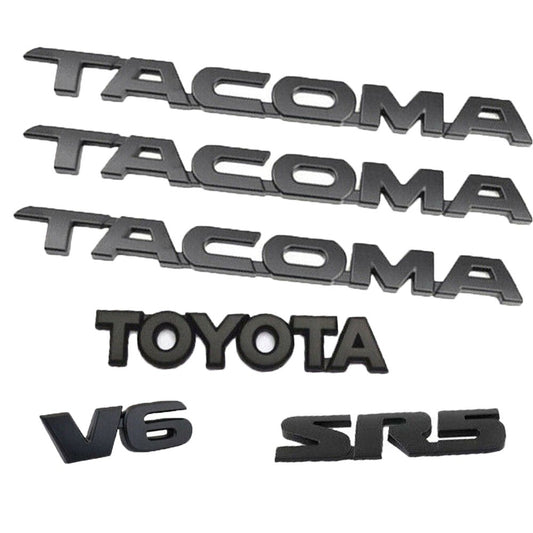 Matte Black 6 PCS V6 SR5 Tacoma Emblems For Toyota 2005 - 2016