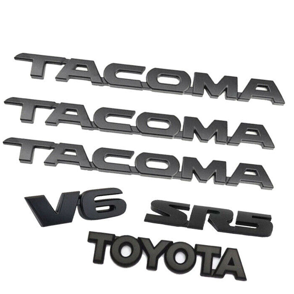 Matte Black 6 PCS V6 SR5 Tacoma Emblems For Toyota 2005 - 2016