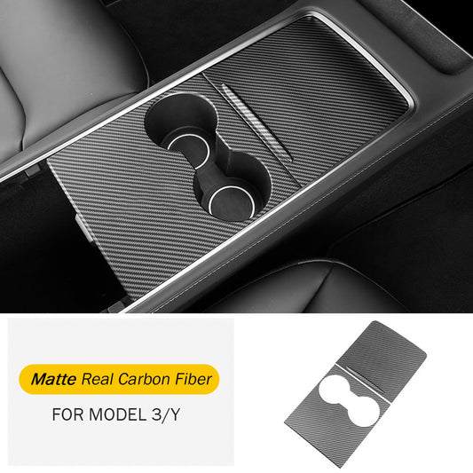 Matte Center Console Real Carbon Fiber For 2017 - 2024 Tesla Model 3/ Y