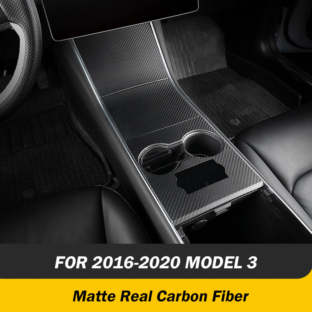 Matte Center Console Real Carbon Fiber For 2017 - 2024 Tesla Model 3/ Y
