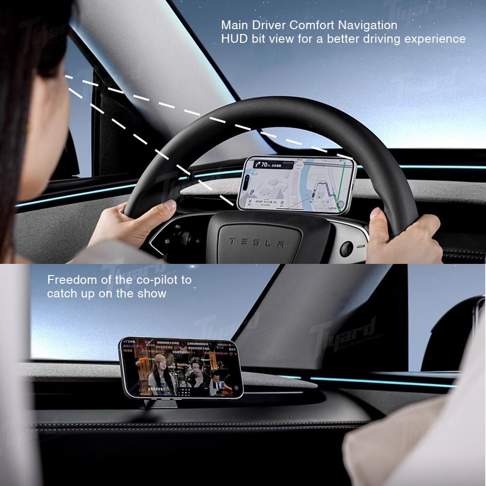 Model 3 & Y 15W Fast Wireless Charging Magnetic Car Phone Holder with Halo Ambient Light for Model 3 Highland/ Y Juniper