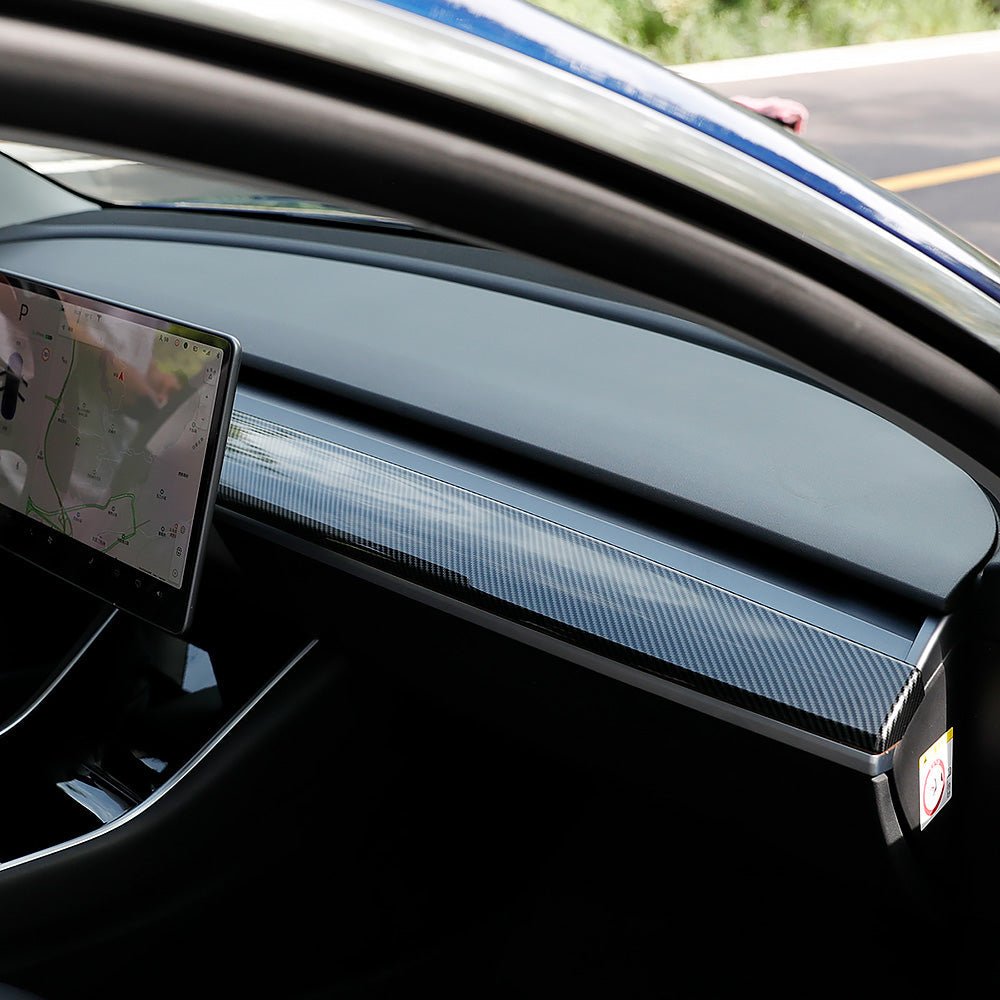 Model 3 & Y Dashboard Dash Cover And Door Trim Cover Extension Panels Real Carbon Fiber