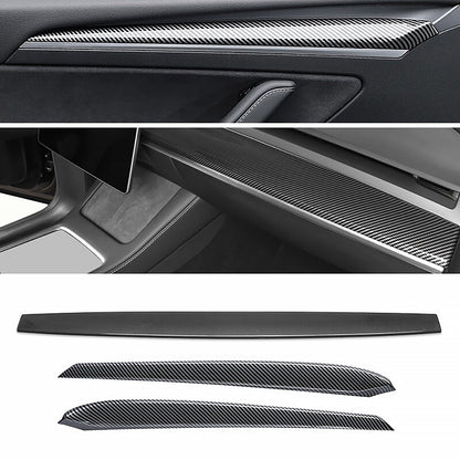 Model 3 & Y Dashboard Dash Cover And Door Trim Cover Extension Panels Real Carbon Fiber