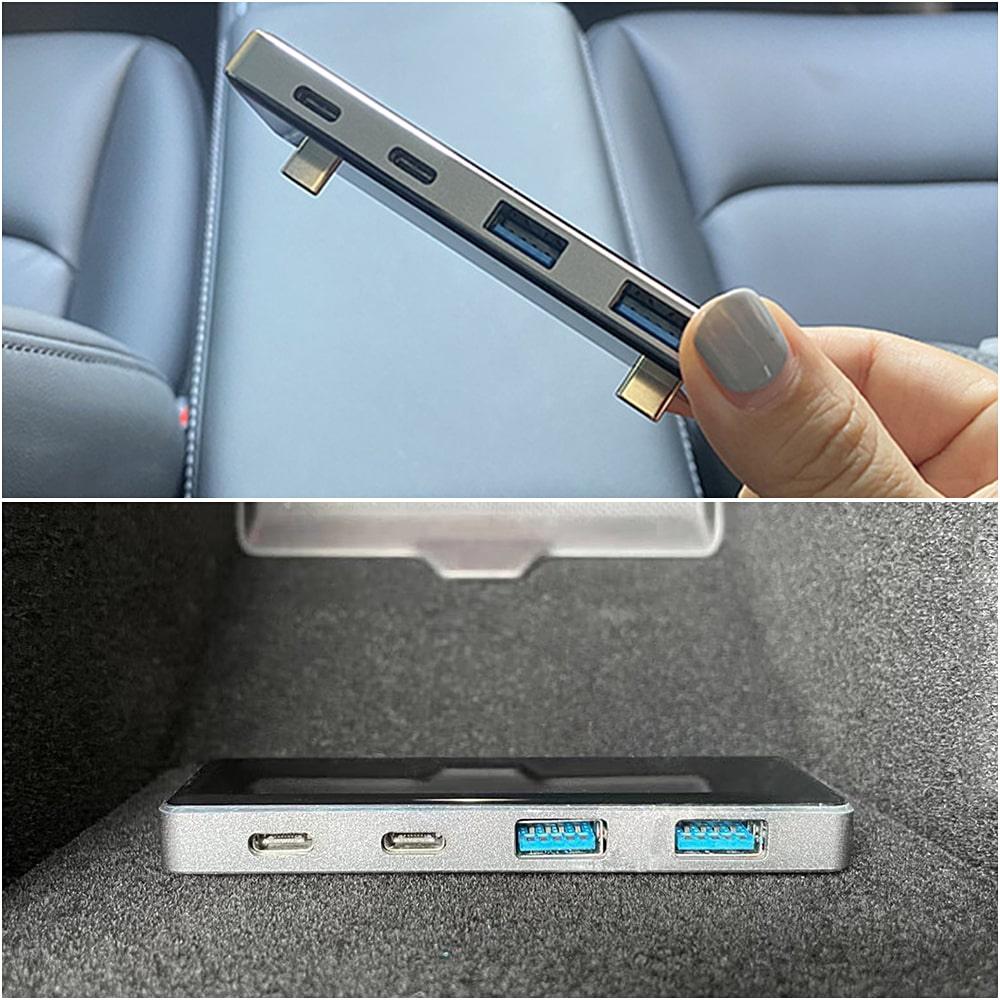 Model 3/ Y Inside 27W Phone Fast Charger 4 In 1 USB Hub Docking Station