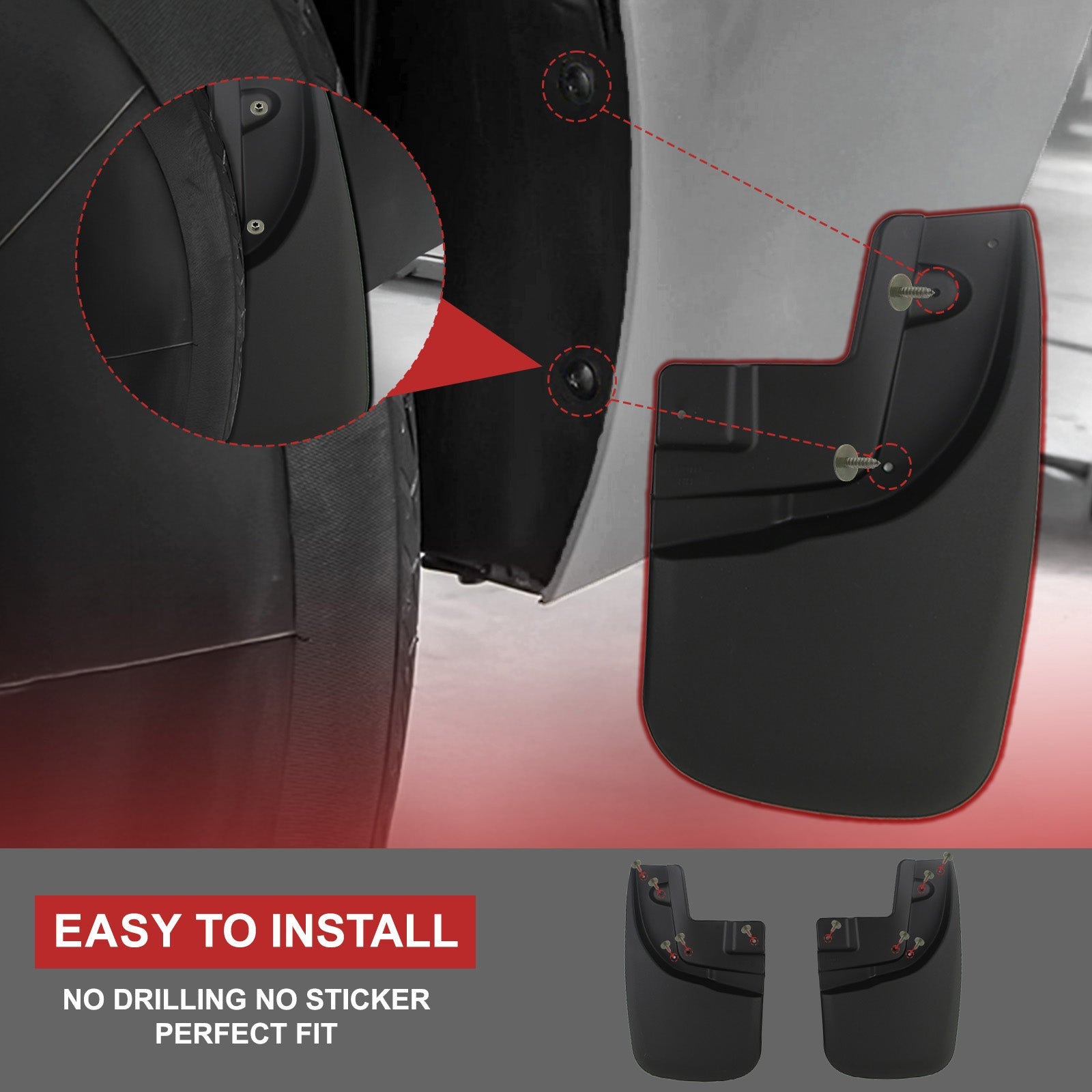 Mud Flaps Splash Guards | 2022–2025 Jeep Grand Cherokee L No Drill