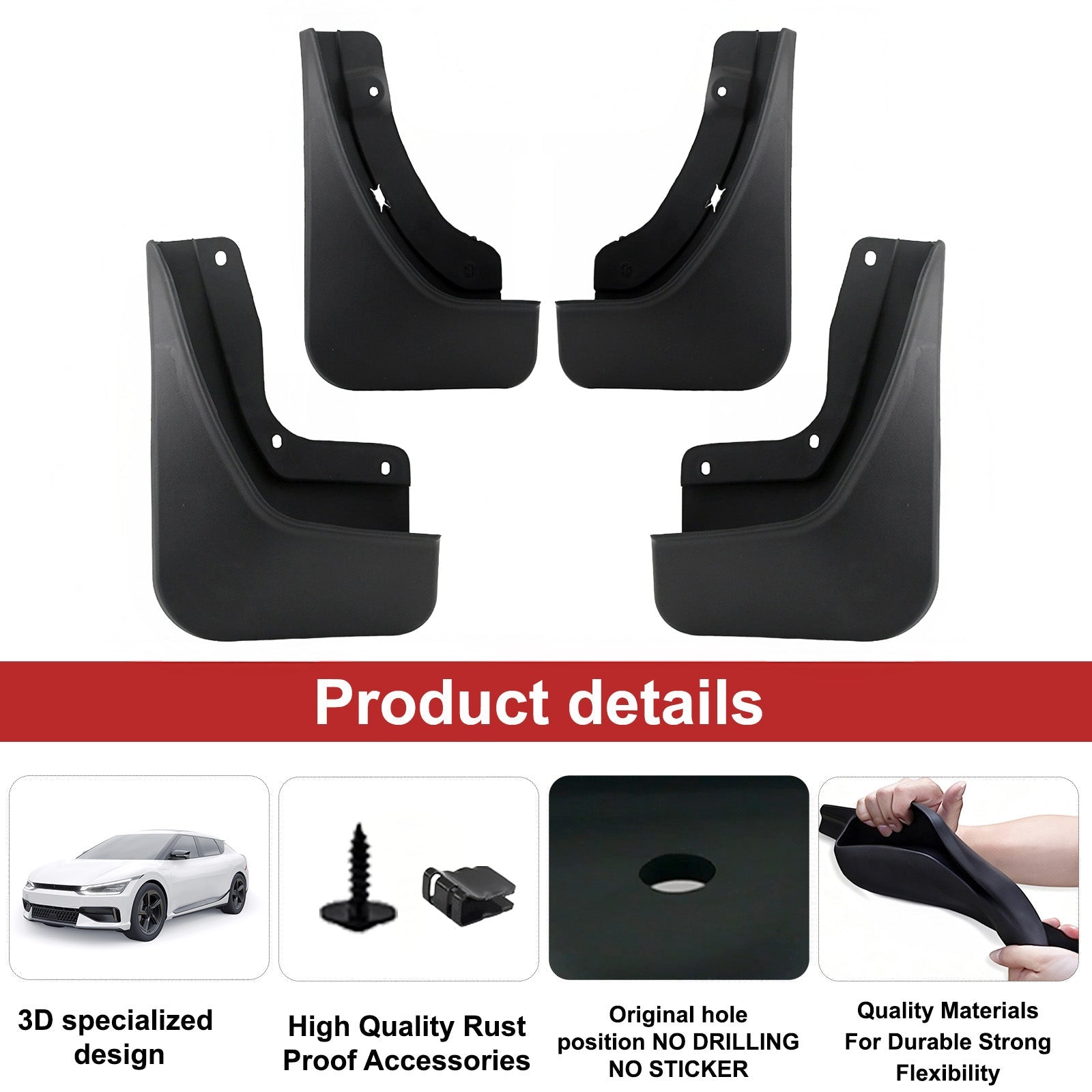 Mud Flaps Splash Guards | 2022–2025 Jeep Grand Cherokee L No Drill