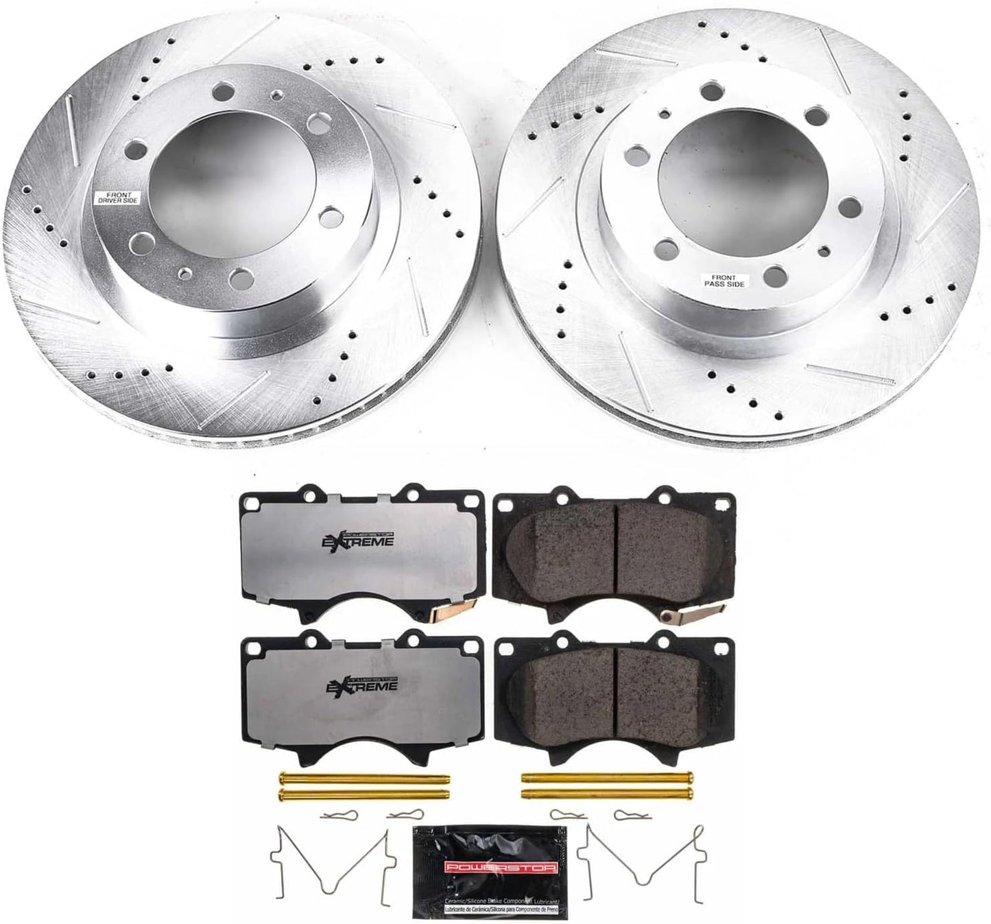 Power Stop Front Brake Kit For 2003 2004 2005 2006 2007 2008 2009 Toyota 4Runner - Truck & Tow Carbon Fiber Ceramic Brake Pads & Drilled and Slotted Rotors Replacement, K137 - 36