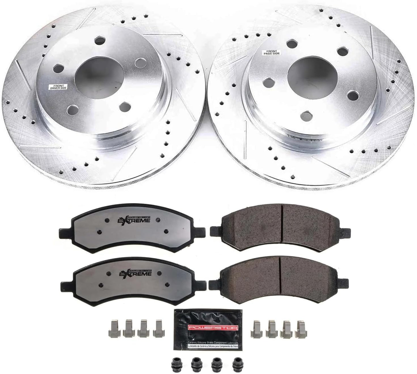 Power Stop Front Brake Kit For 2007 2008 2009 Chrysler Aspen 2007 2008 2009 Dodge Durango - Truck & Tow Carbon Fiber Ceramic Brake Pads & Drilled and Slotted Rotors Replacement, K2163 - 36