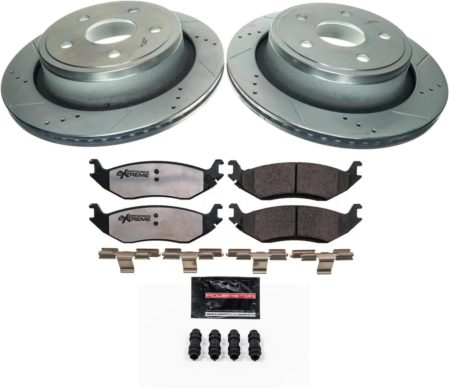 Power Stop Rear Brake Kit For 2007 2008 2009 Chrysler Aspen 2004 2005 2006 2007 2008 2009 Dodge Durango - Truck & Tow Carbon Fiber Ceramic Brake Pads & Drilled and Slotted Rotors Replacement, K2172 - 36