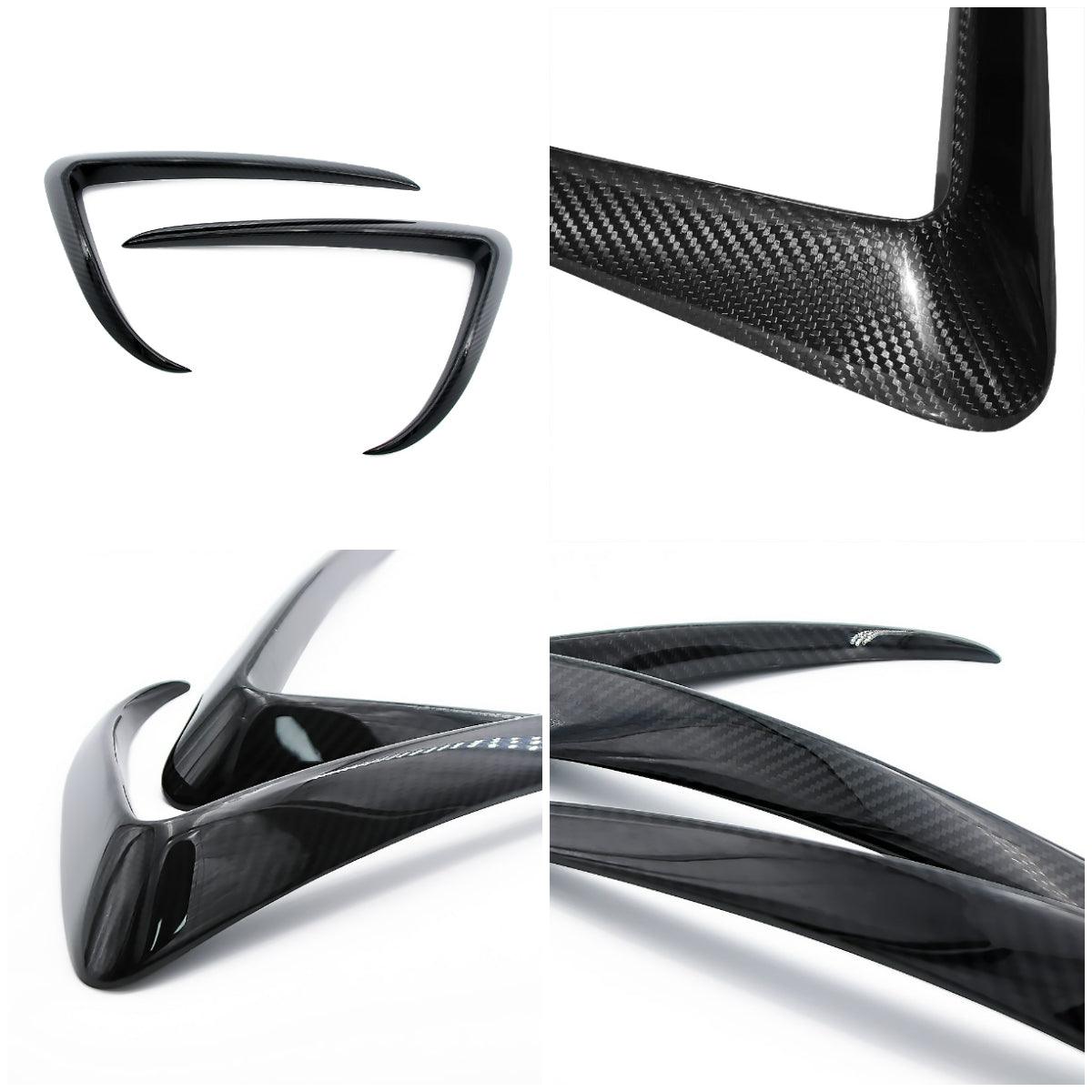 Real Carbon Fiber Front Foglight Trim Cover For Model 3