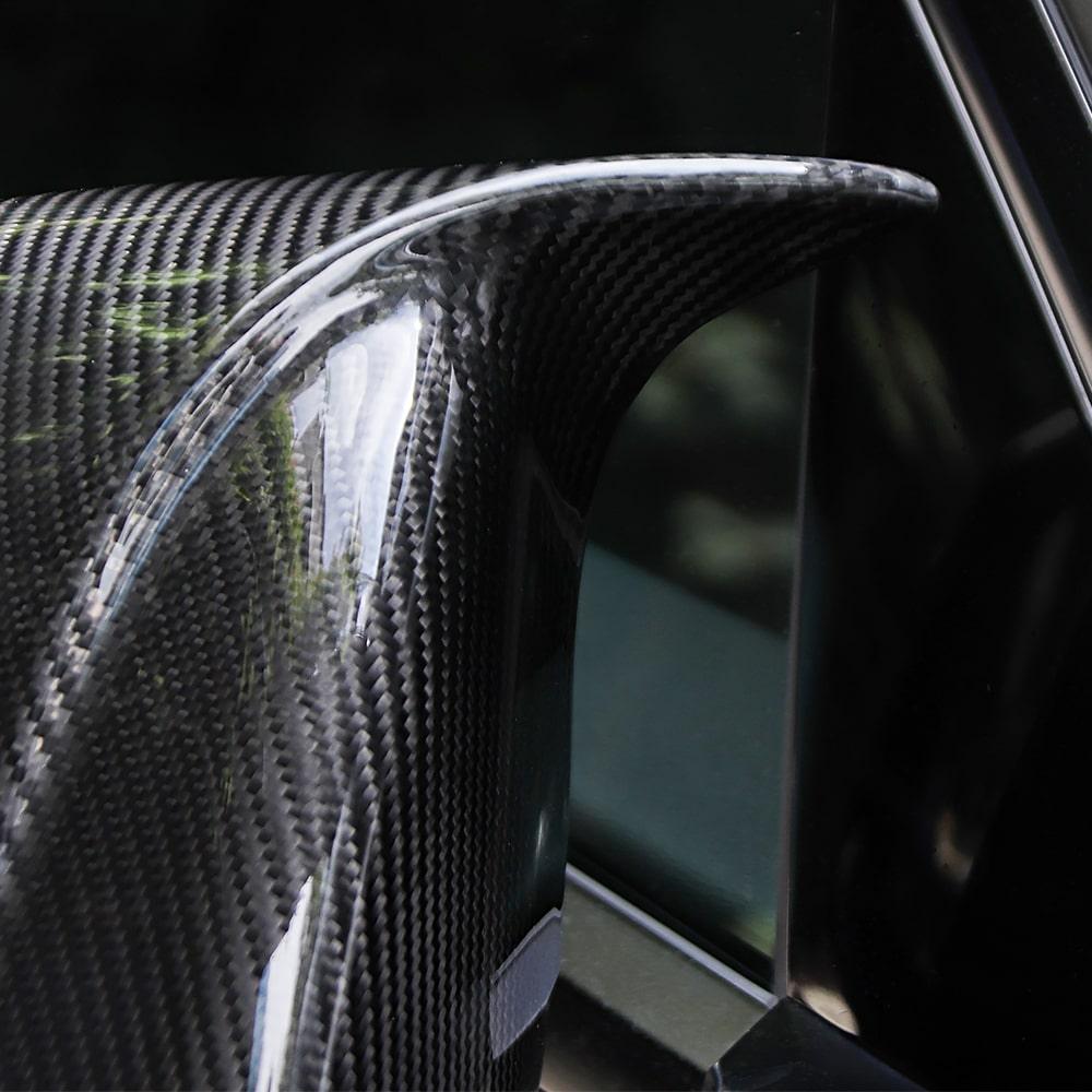 Real Carbon Fiber Rearview Mirror Cover Overlay For Model 3 & Y Highland Ox Horn Style