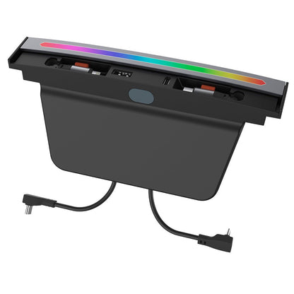 Tesla Model 3/Y USB Hub with Retractable Fast Charging Cable Center Console Dock with Ambient LED Lighting & Storage Illumination | Tlyard