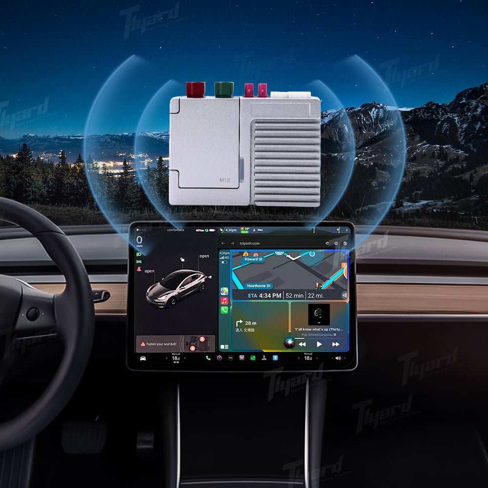 Tesla Zero - delay Carplay & Android Auto Adapter Box Pro AI - Powered Adapter for Model 3/Y