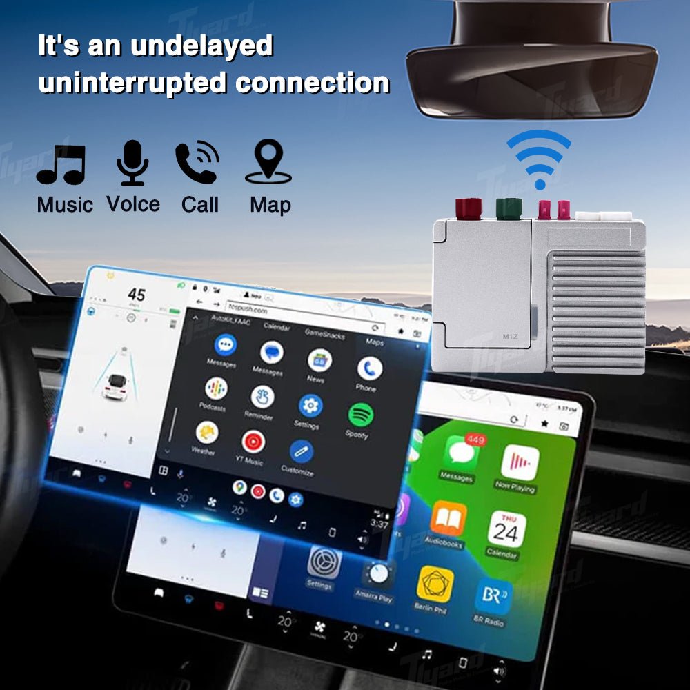 Tesla Zero - delay Carplay & Android Auto Adapter Box Pro AI - Powered Adapter for Model 3/Y