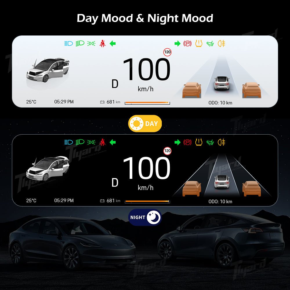 Tlyard T15Pro 9.6 - inch Gen 3 Instrument Cluster Touchscreen Head Up Display for Model 3/3 Highland & Model Y/2026 Model Y Juniper
