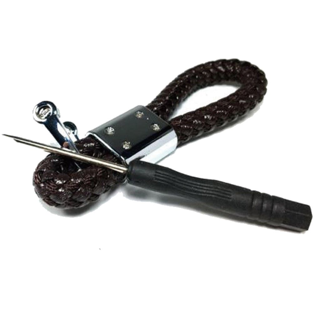 Toyota Logo Keychain Black Calf Leather Alloy Decoration